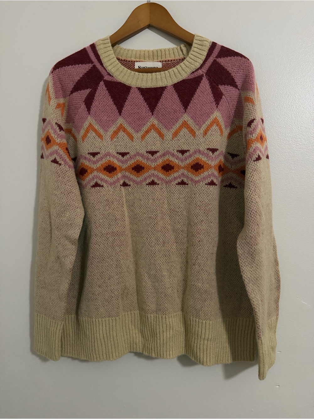Savanna Jane Aztec Nordic Fair Isle Cozy Boho Cotaggecore Sweater Size L
